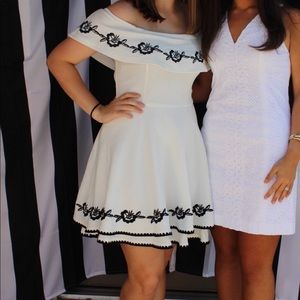 Francesca’s Cream Dress with Black Embroidery